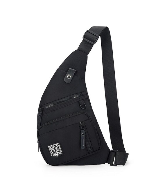 Тонкая текстильная сумка-слинг черного цвета Confident AT09-T-HD-23370A фото, картинка, изображение