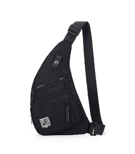 Тонкая текстильная сумка-слинг черного цвета Confident AT09-T-HD-23370A фото, картинка, изображение