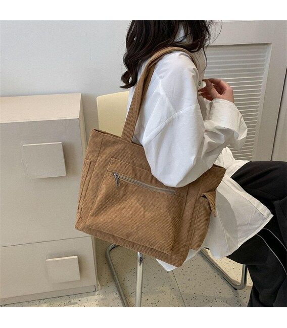 Вельветовий місткий бежевий шоппер Lilly P2-1468B картинка, зображення, фото