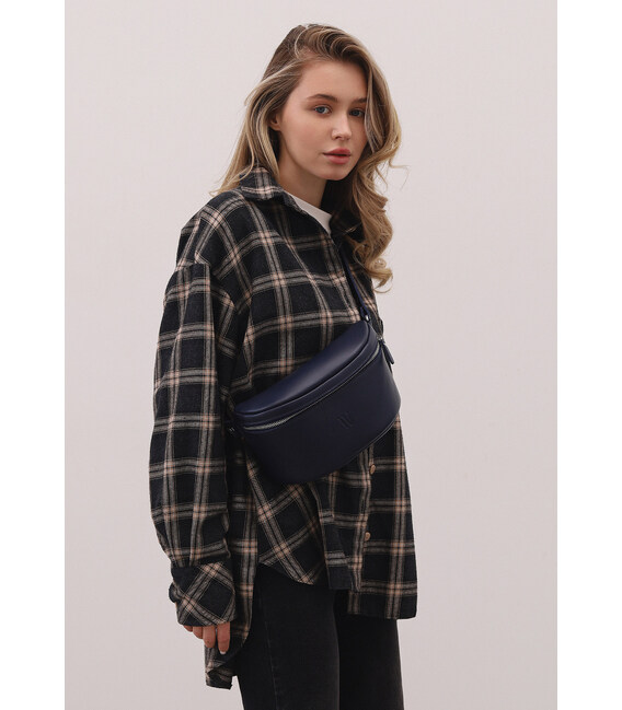 Шкіряна поясна сумка Explorer S темно-синя картинка, зображення, фото