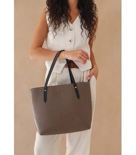 Кожаный шоппер Walker Mini темно-бежевая краст