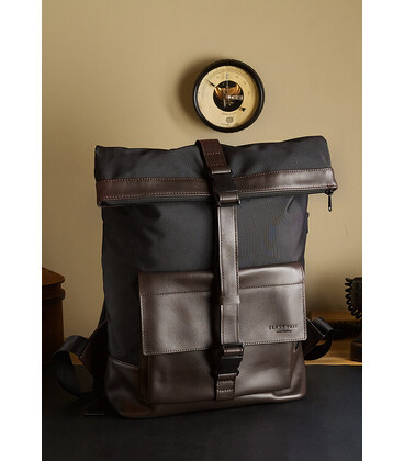 Рюкзак Urban чорний з коричневими вставками картинка, зображення, фото