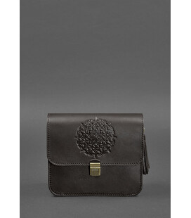 Шкіряна жіноча бохо-сумка Лілу темно-коричнева картинка, зображення, фото