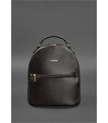 Шкіряний жіночий міні-рюкзак Kylie Темно-коричневиий краст картинка, зображення, фото