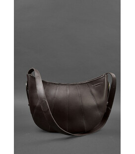 Кожаная женская сумка Круассан Краст темно-коричневая фото, картинка, изображение