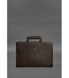 Шкіряна сумка для ноутбука та документів темно-коричнева краст картинка, зображення, фото