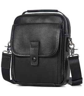 Шкіряна сумка через плече із ручкою чорна John McDee JD1094A картинка, зображення, фото