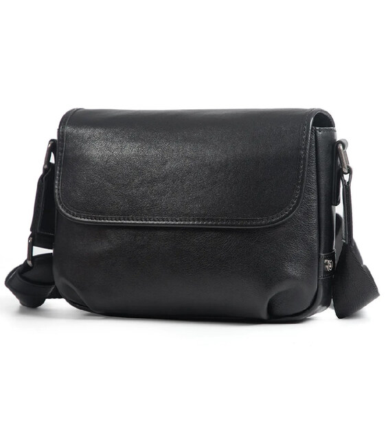 Шкіряна сумка через плече чорна John McDee JD1107A картинка, зображення, фото