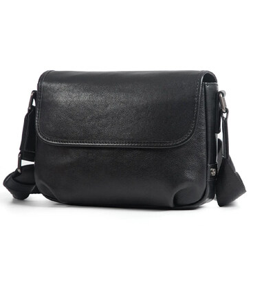 Шкіряна сумка через плече чорна John McDee JD1107A картинка, зображення, фото