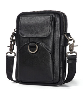 Шкіряна сумка через плече чорна John McDee JD1097A картинка, зображення, фото