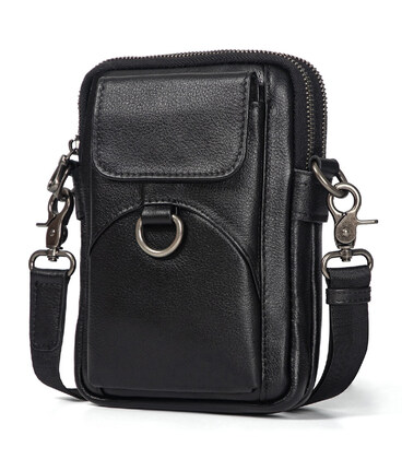 Шкіряна сумка через плече чорна John McDee JD1097A картинка, зображення, фото