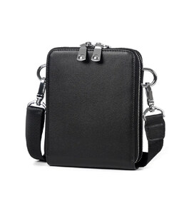 Чоловіча шкіряна сумка через плече месенджер JD1072A чорна фото, картинка, изображение