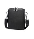 Чоловіча шкіряна сумка через плече месенджер JD1072A чорна фото, картинка, изображение