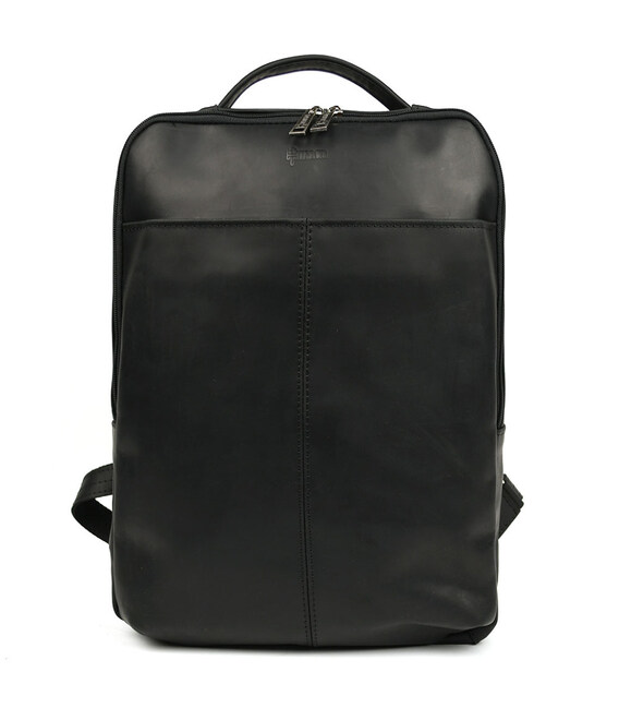 Шкіряний чоловічий рюкзак чорний RA-7281-3md з передньою кишенею на блискавці картинка, зображення, фото