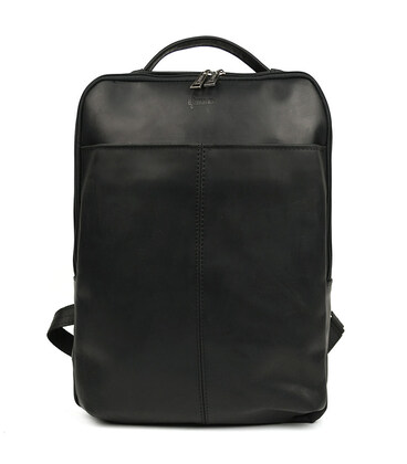 Шкіряний чоловічий рюкзак чорний RA-7281-3md з передньою кишенею на блискавці картинка, зображення, фото