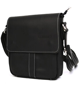 Невелика чоловіча сумка через плече шкіряна Limary lim-354RAw чорна картинка, зображення, фото