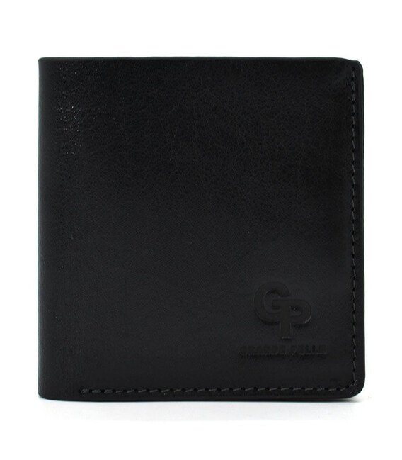 Чоловічий шкіряний портмоне чорний глянсовий Grande Pelle 538610 з монетницею картинка, зображення, фото