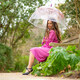 Зонт-трость женский Fulton L042 Birdcage-2 Hippie Scatter (Разноцветные незабудки) фото