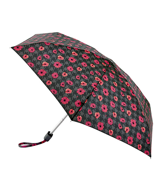 Мини зонт женский Fulton L501-038741 Tiny-2 Houndstooth Poppy (Маки) фото, картинка, изображение