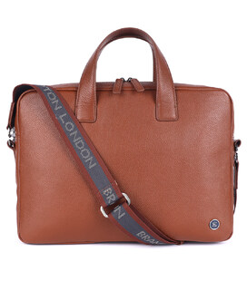 Кожаная сумка для ноутбука 14 Brampton London Maven Tan (Рыжий) фото, картинка, изображение