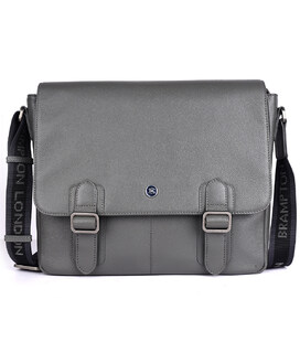 Шкіряна сумка месенджер для ноутбука 14 Brampton London Emissary Grey (Сірий) картинка, зображення, фото