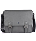 Шкіряна сумка месенджер для ноутбука 14 Brampton London Emissary Grey (Сірий) картинка, зображення, фото