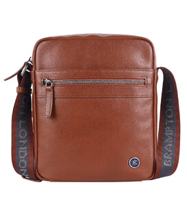 Мужская кожаная сумка через плечо Brampton London Crossflow Tan (Рыжий) фото, картинка, изображение