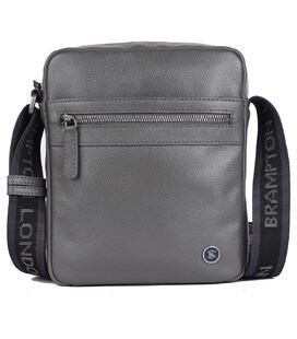 Мужская кожаная сумка через плечо Brampton London Crossflow Grey (Серый) фото, картинка, изображение