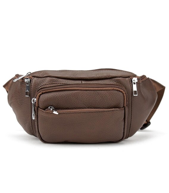 Містка шкіряна сумка на пояс коричнева Tiding Bag M56-2030C картинка, зображення, фото