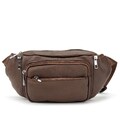 Вместительная кожаная сумка на пояс коричневая Tiding Bag M56-2030C фото, картинка, изображение