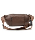 Вместительная кожаная сумка на пояс коричневая Tiding Bag M56-2030C фото, картинка, изображение