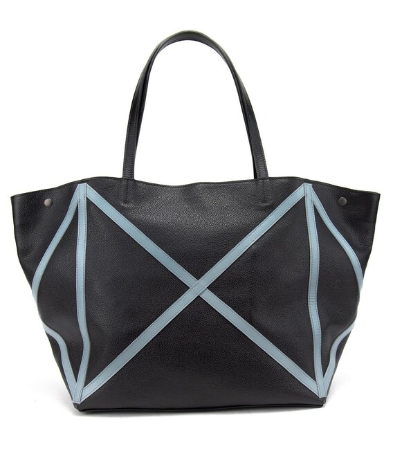 Женский кожаный шоппер с акцентными голубыми швамиTavinchi CH-4835ABL-FL фото, картинка, изображение