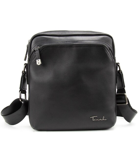 Чоловіча шкіряна сумка через плече чорна Tiding Bag SM8-9686-4A картинка, зображення, фото
