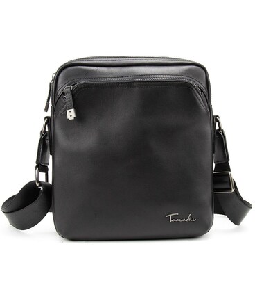 Мужская кожаная сумка через плечо черная Tiding Bag SM8-9686-4A фото, картинка, изображение
