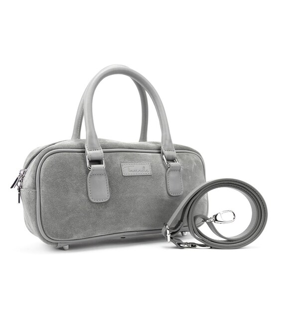 Замшевая сумка удлиненной формы темно-серая Tavinchi CH-0245DG фото, картинка, изображение