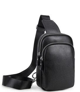 Мужской черный кожаный слинг на плечо Tiding Bag A25F-1922A фото, картинка, изображение