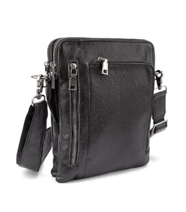 Месенджер класичний чорий в гладкій шкірі Tiding Bag 8009A картинка, зображення, фото