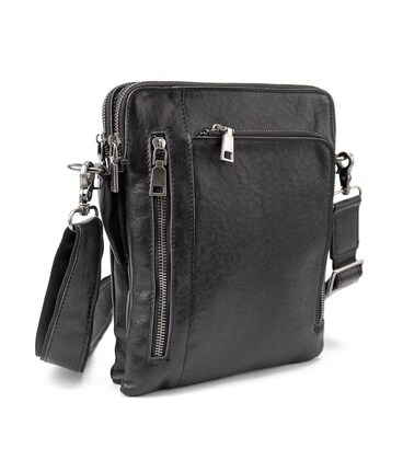 Месенджер класичний черний в гладкой кожеі Tiding Bag 8009A фото, картинка, изображение