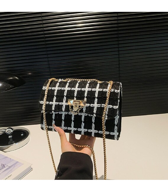 Твидовая сумка на цепочке с клапаном Lilly P2-1401-1AW фото, картинка, изображение