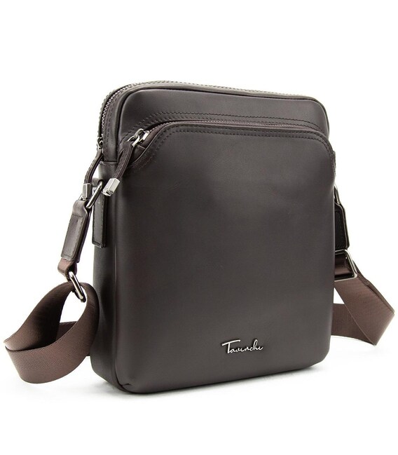 Чоловіча шкіряна сумка через плече коричнева Tiding Bag SM8-9686-4C картинка, зображення, фото