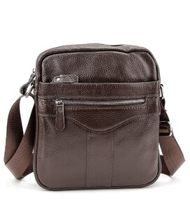 Шкіряний маленький чоловічий месенджер коричневий Tiding Bag M56-0187C картинка, зображення, фото