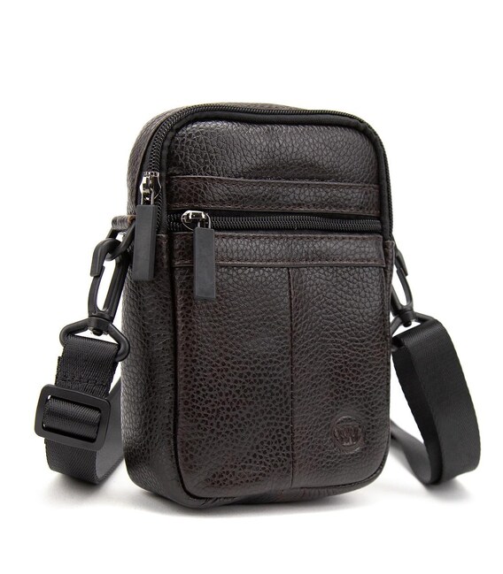 Маленькая мужская сумка через плече кожаная Ruff Ryder RR-001-3DB фото, картинка, изображение