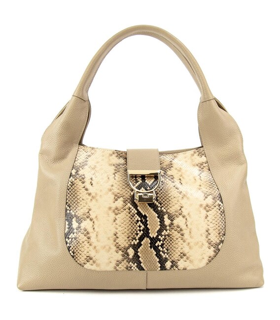 Женская вместительная кожаная сумка на плече с вставкой рептилияTavinchi CH-555WB-R фото, картинка, изображение