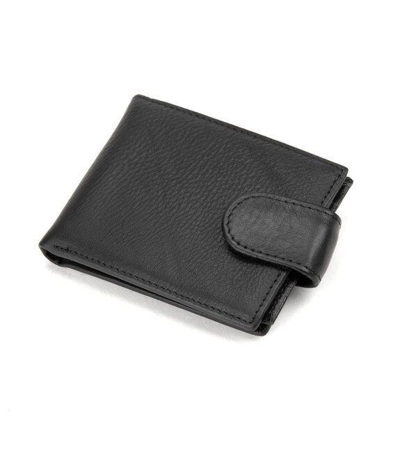 Чоловіче шкіряне портмоне чорне з кнопкою Tiding Bag M39-9923-1FRA картинка, зображення, фото