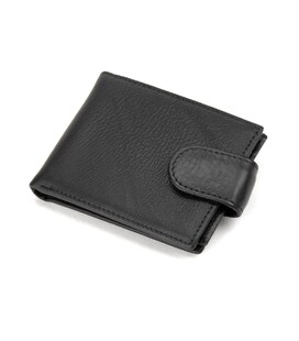 Чоловіче шкіряне портмоне чорне з кнопкою Tiding Bag M39-9923-1FRA картинка, зображення, фото