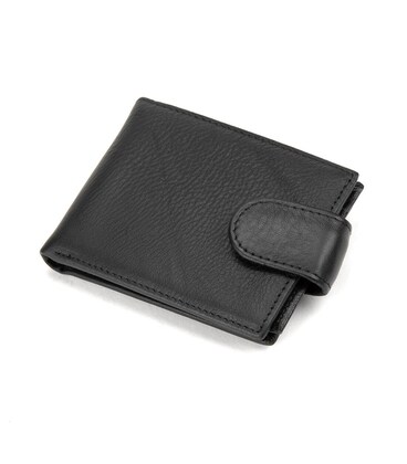Чоловіче шкіряне портмоне чорне з кнопкою Tiding Bag M39-9923-1FRA картинка, зображення, фото