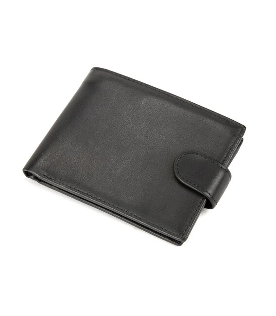 Портмоне чорне шкіряне на кнопці Tiding Bag M39-8068BRA картинка, зображення, фото