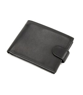 Портмоне черное кожаное на кнопке Tiding Bag M39-8068BRA фото, картинка, изображение