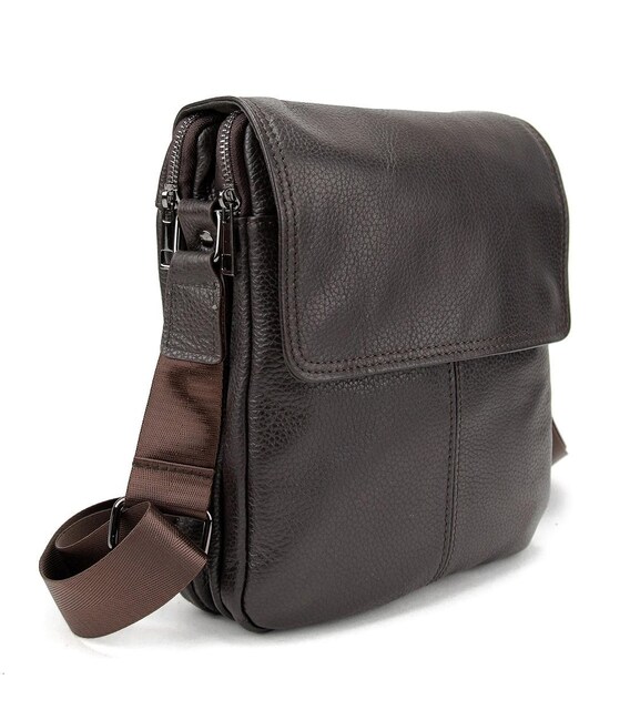 Кожаный мессенджер с клапаном на два отдела Tiding Bag M56-3508C фото, картинка, изображение