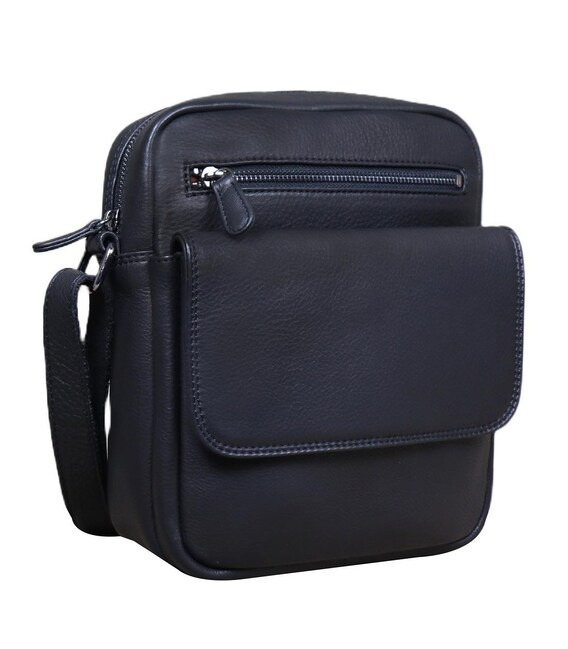 Кожаная сумка через плечо в черном цвете Tavinchi R-3375A фото, картинка, изображение